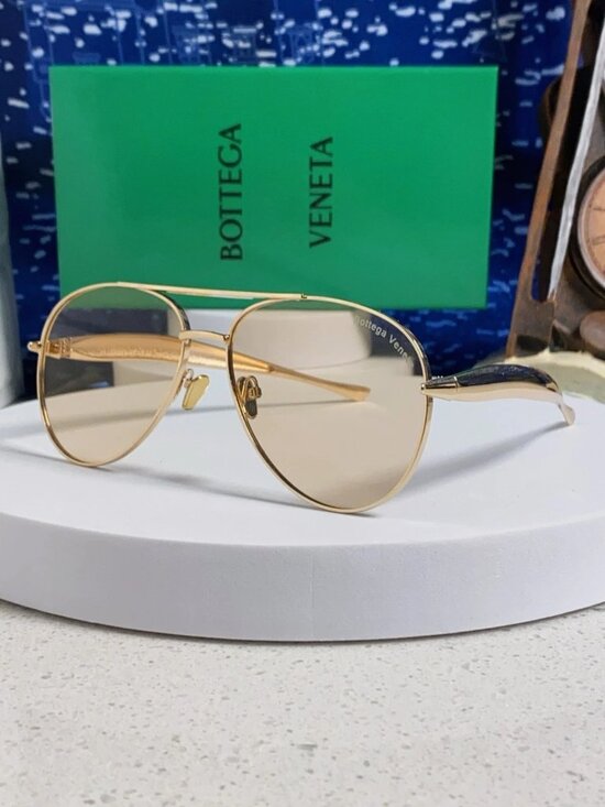 Bottega Veneta BV1305S Gold Frame Light Brown Lens Unisex Aviator Sunglasses main image 6